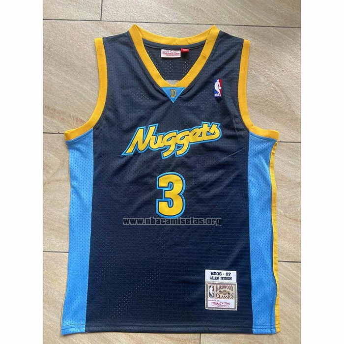 Camiseta Denver Nuggets Allen Iverson NO 3 Mitchell & Ness 2006-07 Azul2